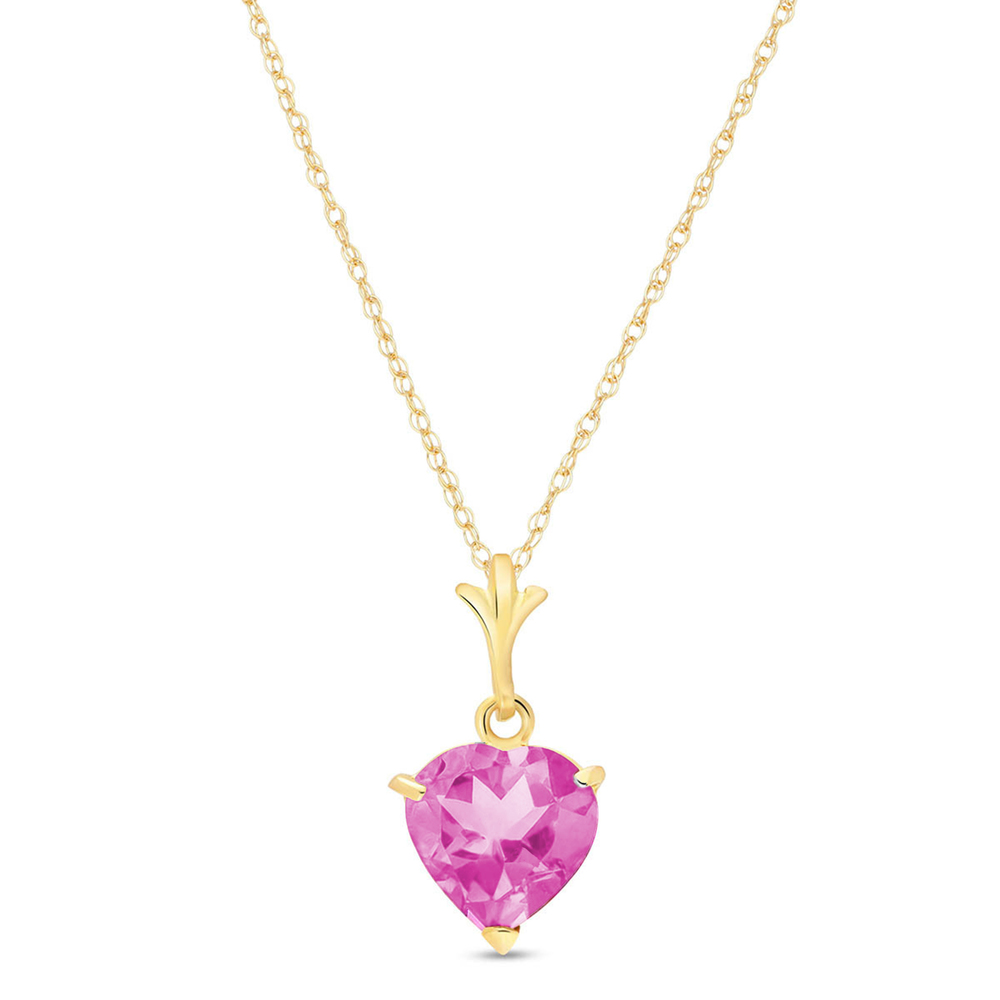 14K. SOLID GOLD NECKLACE WITH NATURAL PINK TOPAZ (Yellow Gold)